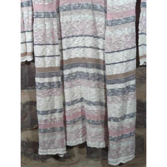 Aeropostale Duster Sweater Juniors XL Striped Lightweight Long Pink White‎ Gray - Picture 3 of 13
